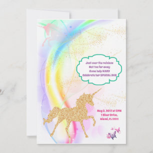 Magical rainbow unicorn birthday party invitation