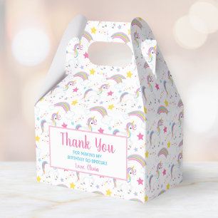 Magical Rainbow Unicorn Birthday Thank You Favor Box