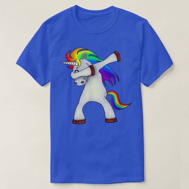 Magical Rainbow Unicorn dabbing, dance move dab  T-Shirt (Design Front)