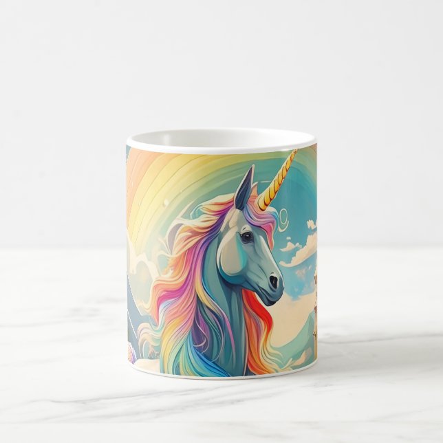 Magical Rainbow Unicorn Fantasy Art Mythical Creat Coffee Mug (Center)
