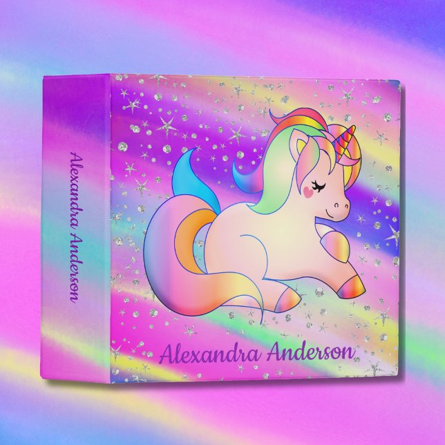Magical Rainbow Unicorn Glitter Stars  Binder (Creator Uploaded)