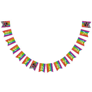 Magical Rainbow Unicorn Glitter Whimsical Birthday Bunting Flags