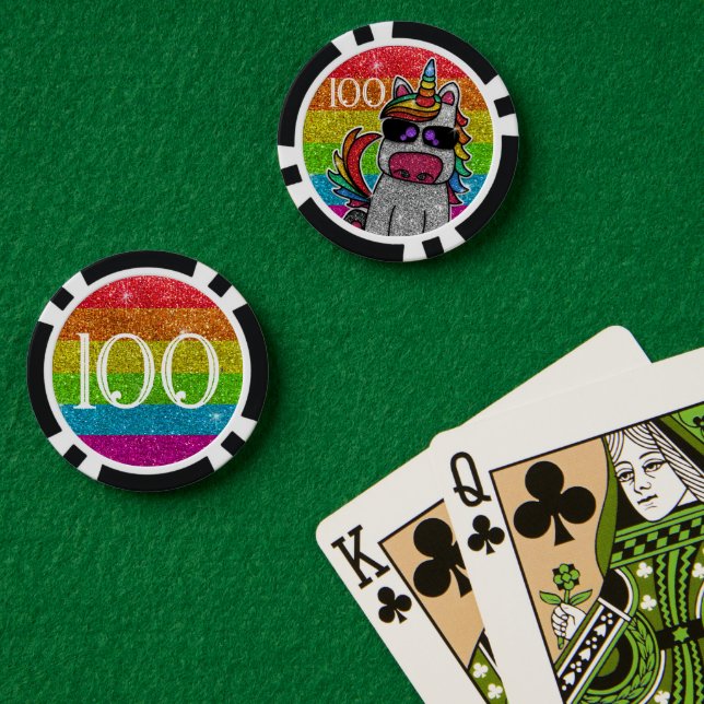 Magical Rainbow Unicorn Glitter Whimsical Birthday Poker Chips (Poker Table (Double))