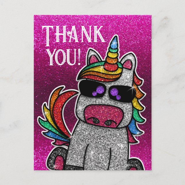 Magical Rainbow Unicorn Glitter Whimsical Birthday Postcard (Front)