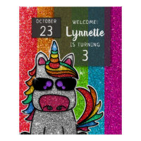Magical Rainbow Unicorn Glitter Whimsical Birthday