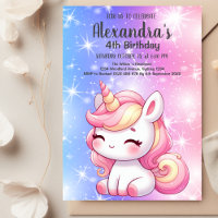 Magical Rainbow Unicorn Gold Glitter Girl Birthday