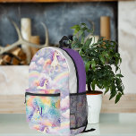 Magical Rainbow Unicorn | Monogram Printed Backpack<br><div class="desc">Trendy monogram design. Personalize with your name, monogram, initial or text. Perfect for wherever you go – whether you’re on the commute, at the gym or exploring the outdoors. Design personalized backpacks for school, work, or adventures in the wild. Get one for yourself! Get prepared for a festival, hike, or...</div>
