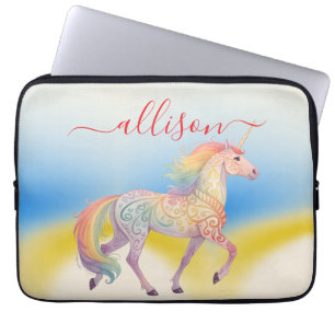 Magical Rainbow Unicorn name Personalized  Laptop Sleeve