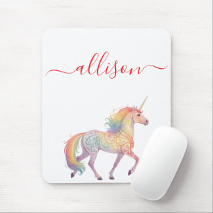 Magical Rainbow Unicorn name Personalized  Mouse Pad