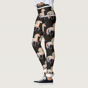 Magical Rainbow Unicorn Personalized black Leggings