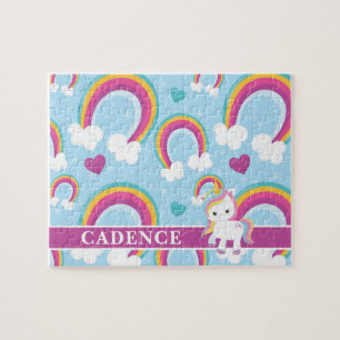 Magical Rainbow Unicorn Personalized Kids Jigsaw Puzzle