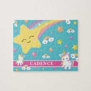 Magical Rainbow Unicorn Personalized Kids Jigsaw Puzzle
