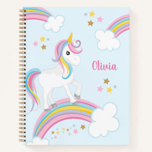 Magical Rainbow Unicorn Personalized Kids Notebook