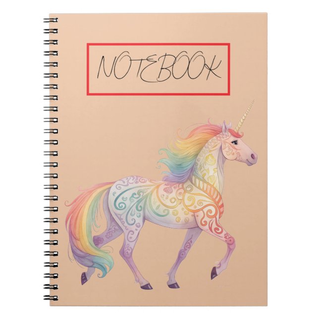 Magical Rainbow Unicorn  Personalized  Notebook (Front)