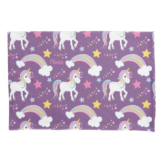 Magical Rainbow Unicorn Personalized Pillowcase (Front)