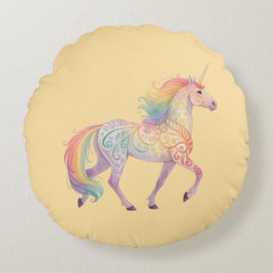 Magical Rainbow Unicorn  Personalized  Round Pillow