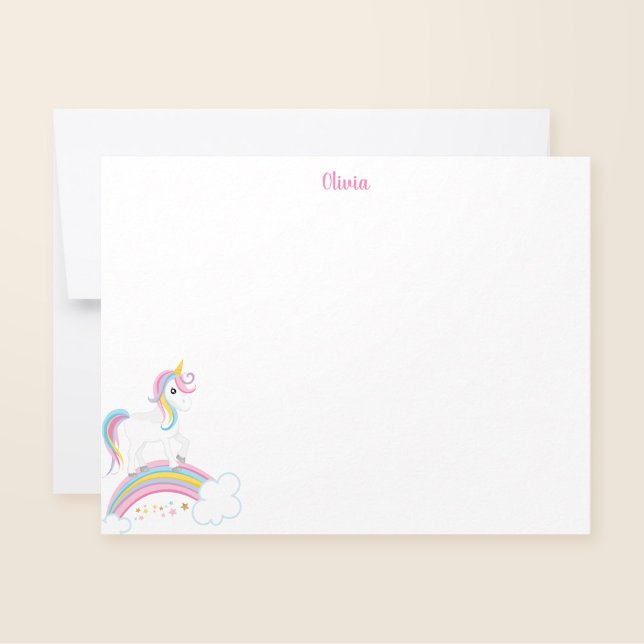 Magical Rainbow Unicorn Personalized Stationery Card (Creator Uploaded)