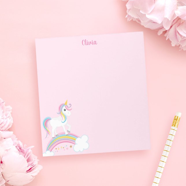 Magical Rainbow Unicorn Pink Personalized Notepad (Creator Uploaded)