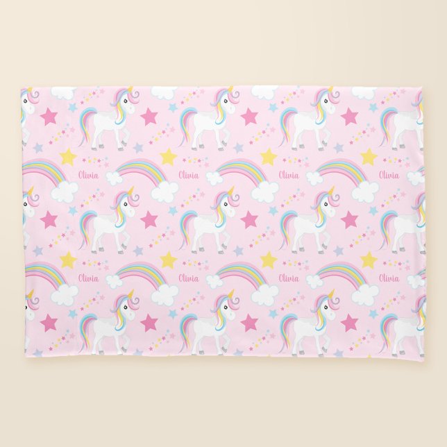 Magical Rainbow Unicorn Pink Personalized Pillowcase (Creator Uploaded)