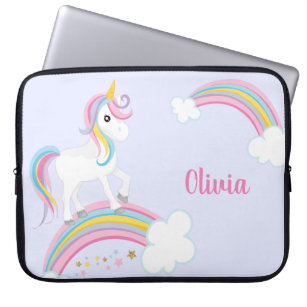 Magical Rainbow Unicorn Purple Personalized Laptop Sleeve