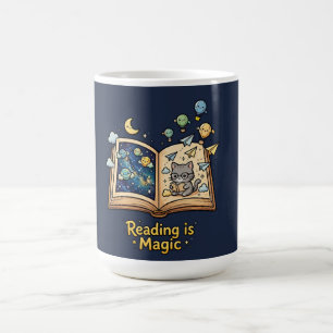 Magical Reading Adventure - Kawaii Bookish Design Coffee Mug