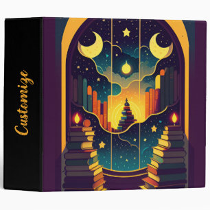 Magical Realm Of Books Purple Binder
