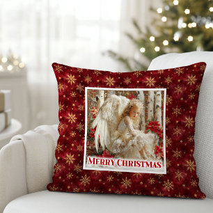 Magical Red and Gold Vintage Angel Best Gift  Throw Pillow