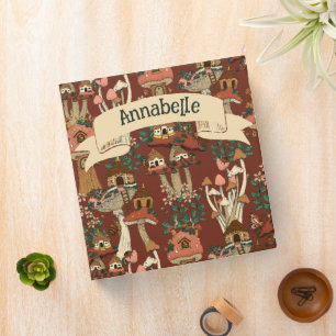 Magical Red Cottage Core Floral Mushroom Pattern Binder