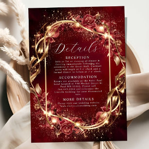 Magical Red Golden Accent Wedding Enclosure Card