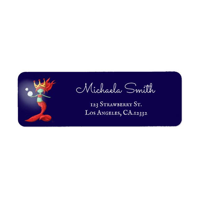 Magical Red Siren Mermaid Return Address Label (Front)