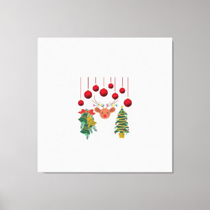 Magical Reindeer Bells and Christmas Tree Design  Canvas Print
