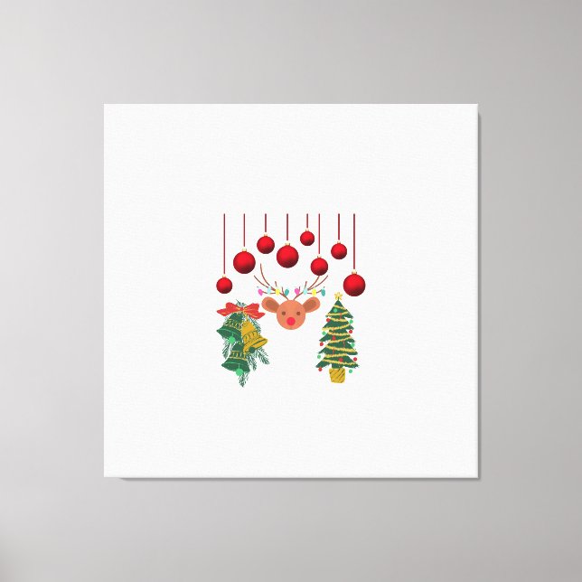 Magical Reindeer Bells and Christmas Tree Design  Canvas Print (Front)