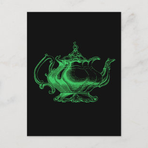 Magical Retro Green Altered Light Victorian Teapot Postcard
