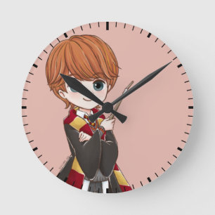 Magical Ron Weasley Watercolor Round Clock