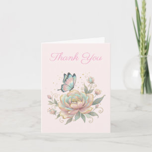 Magical Rose and Butterfly Pastel Colors Thank You Card