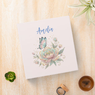 Magical Rose and Butterfly Pastel Colours Binder