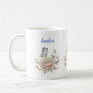 Magical Rose and Butterfly Pastel Colours Coffee Mug