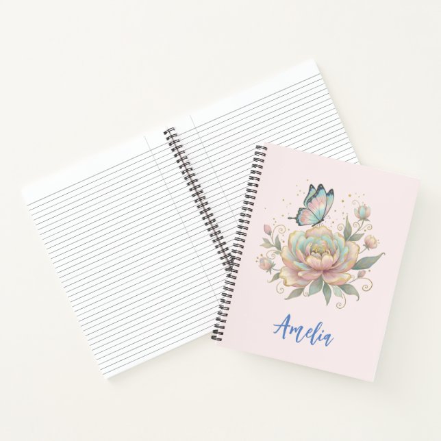 Magical Rose and Butterfly Pastel Colours Notebook (Inside)