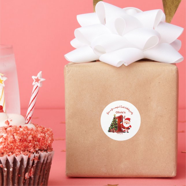 Magical Santa Birthday Design for Kids Classic Round Sticker (Party)