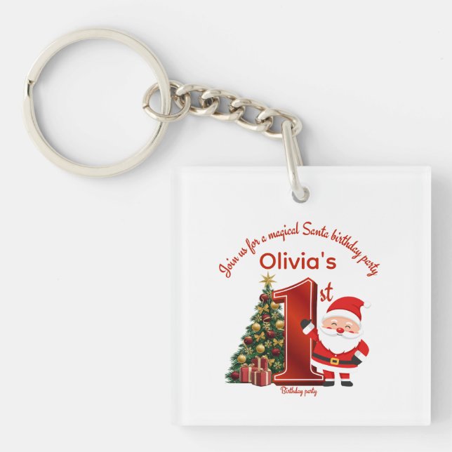 Magical Santa Birthday Design for Kids Keychain (Front)