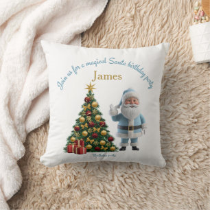 Magical Santa Birthday Invitation Throw Pillow
