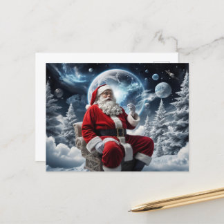 Magical Santa Space Background Christmas Art Postcard