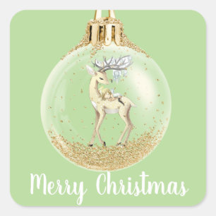 Magical Scene Christmas Ornament Square Sticker
