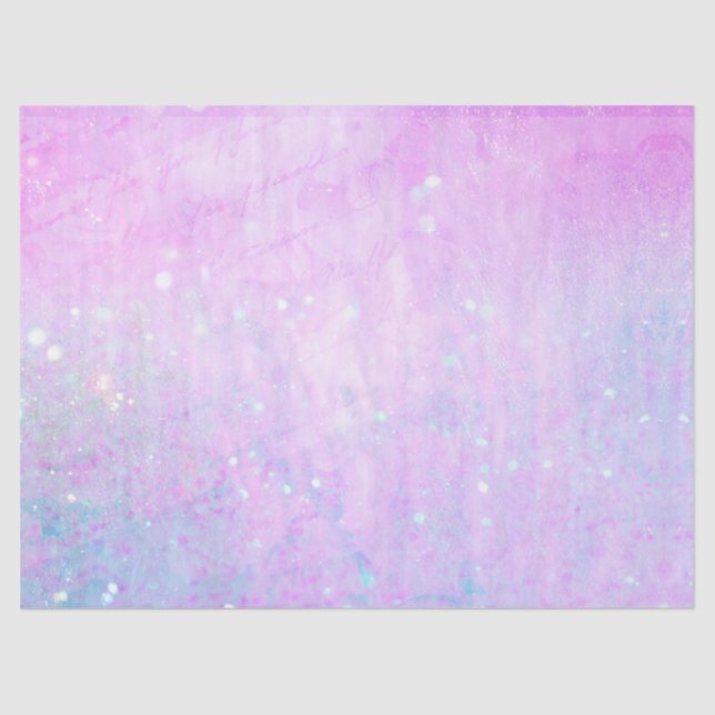Magical Script Decoupage Purple Pink Faux Glitter Tissue Paper (Front)