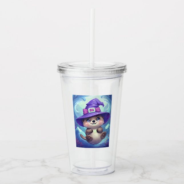 Magical Sea Otter Witch Plastic Cup (Front)