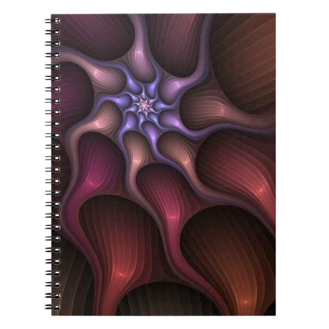 Magical Shiny Abstract Striped Colorful Fractal Notebook (Front)