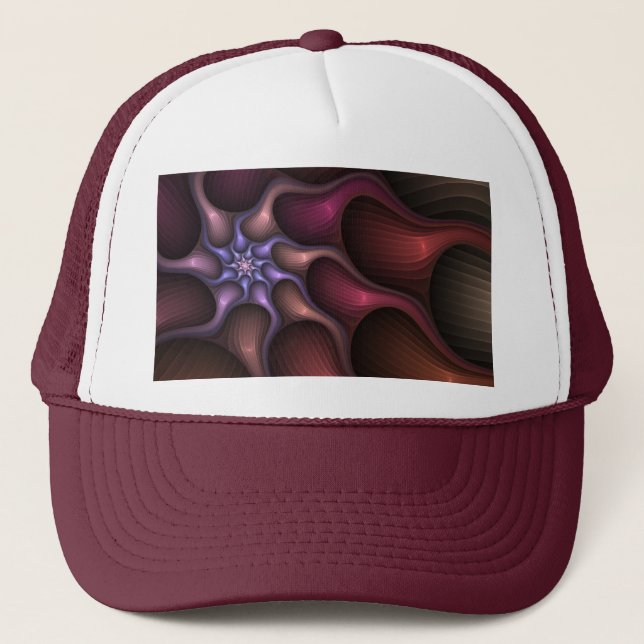 Magical Shiny Abstract Striped Colorful Fractal Trucker Hat (Front)