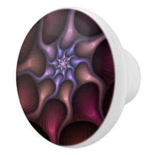 Magical Shiny Abstract Striped Colourful Fractal Ceramic Knob