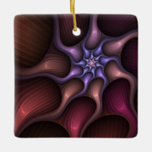 Magical Shiny Abstract Striped Colourful Fractal Ceramic Ornament