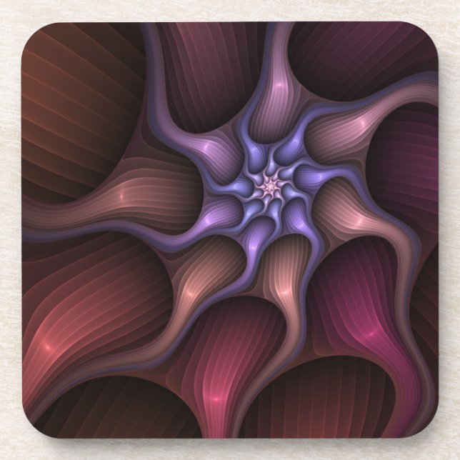 Magical Shiny Abstract Striped Colourful Fractal Coaster (Front)